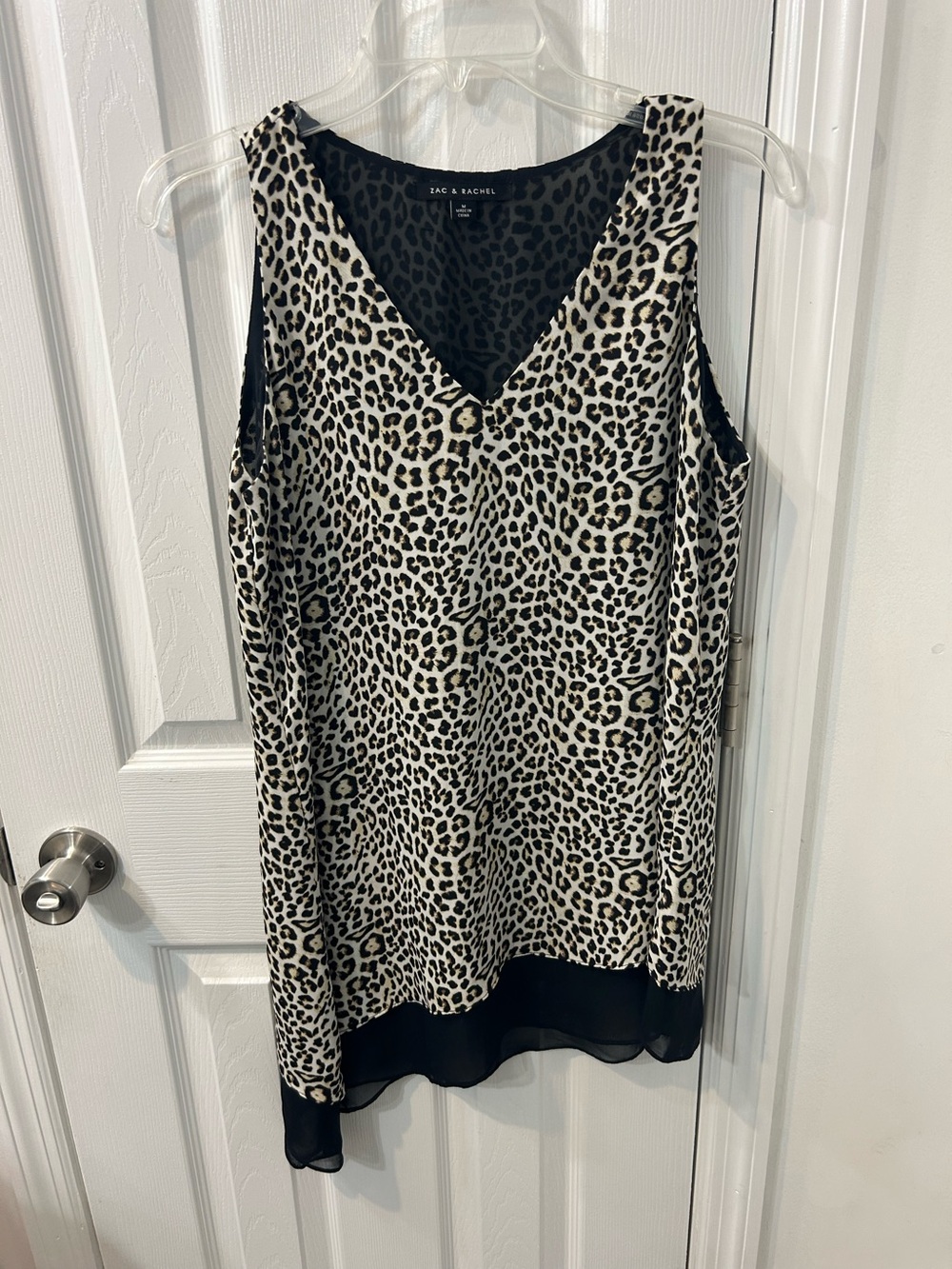 Zac & Rachel Leopard Print V-Neck Camisole in Black and Cream